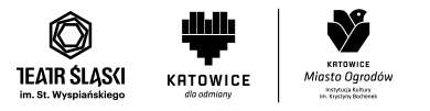 Logotypy: Teatr Śląski w Katowicach, miasto Katowice, Katowice Miasto Ogrodów